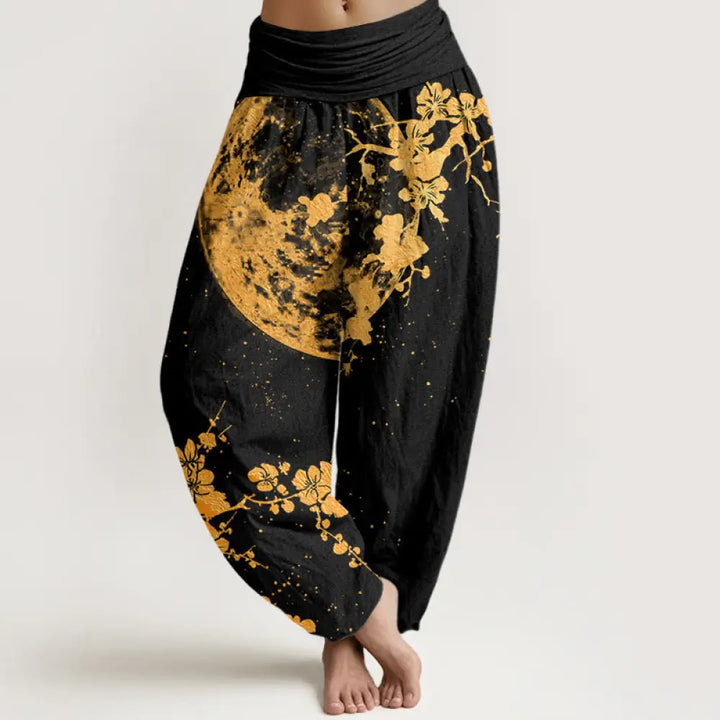 BWOOOH printed harem pants - Cotton Golden Plum Blossom Full Moon Pat