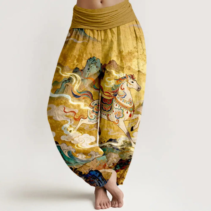 BWOOOH printed harem pants - Cotton Gorgeous Mountain Horse Cloud Pat