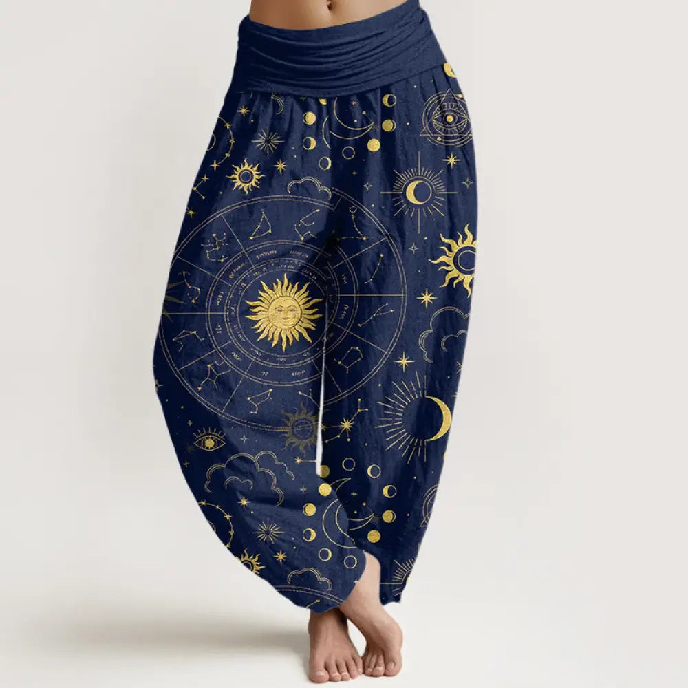 BWOOOH printed harem pants - Cotton Gorgeous Sun Moon Star Constellat