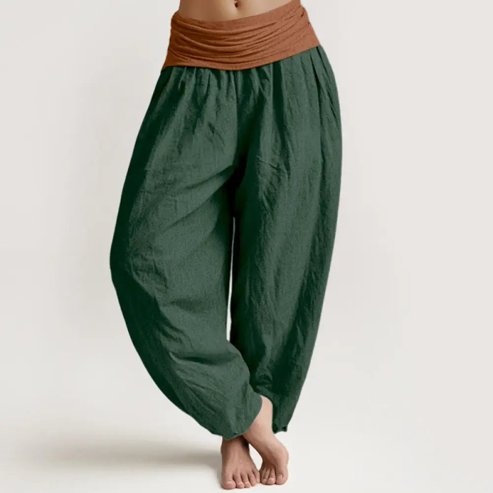 BWOOOH printed harem pants - Cotton Green Black Brown Red Solid Color