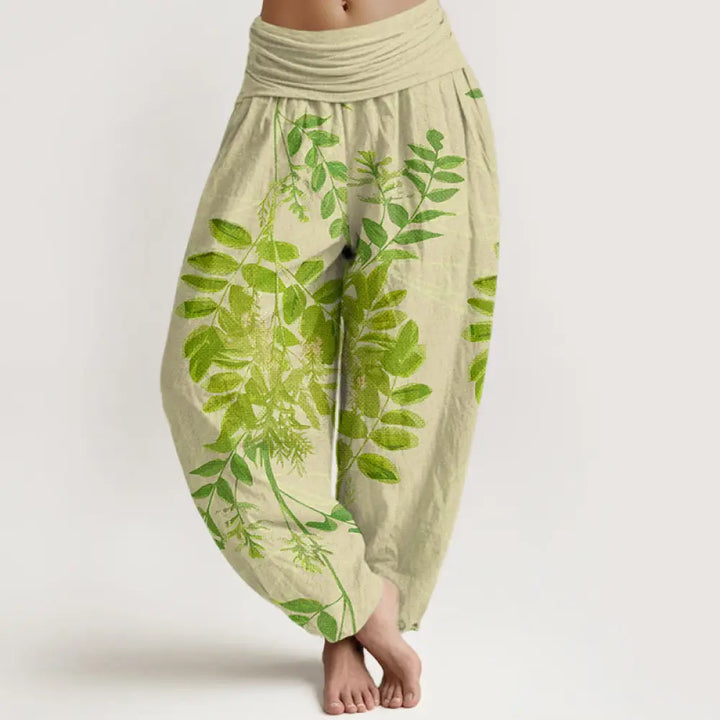 BWOOOH printed harem pants - Cotton Green Leaves Branches Women&