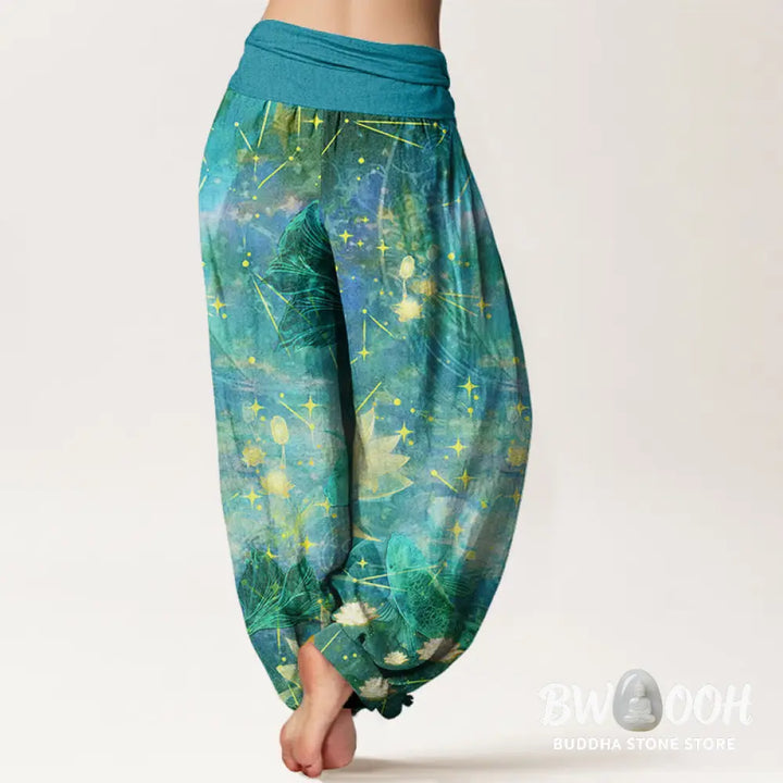 Buddha Stones Cotton Koi Fish Lotus Moon Stars Pattern Women&