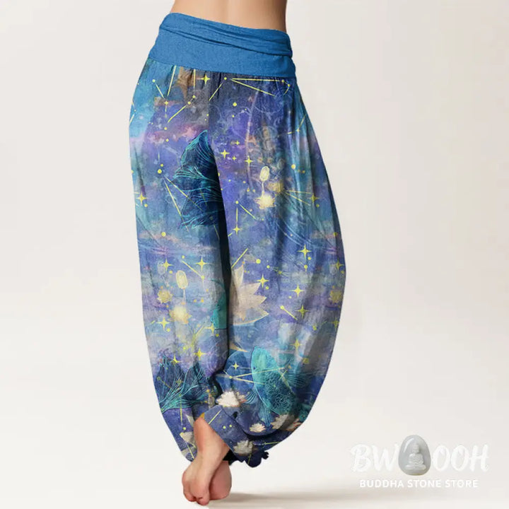 Buddha Stones Cotton Koi Fish Lotus Moon Stars Pattern Women&