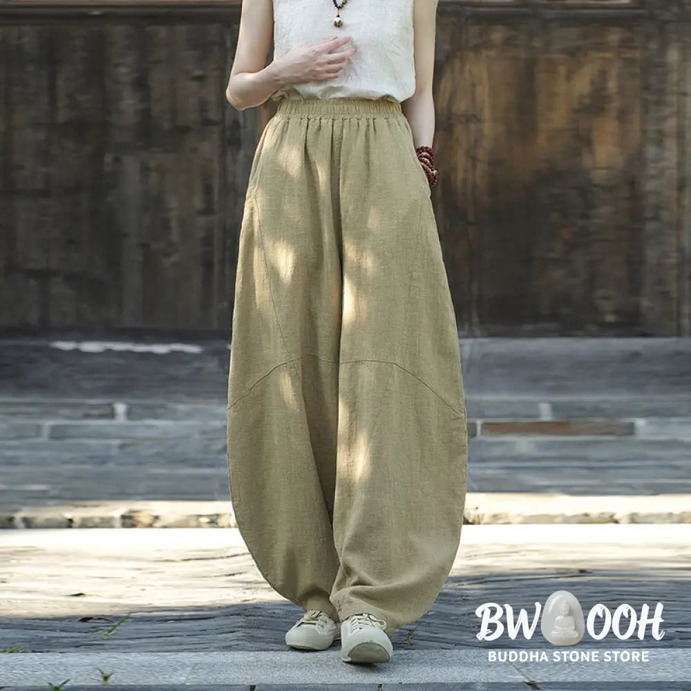BWOOOH printed harem pants - Cotton Linen Pants Harem Trousers Loose 