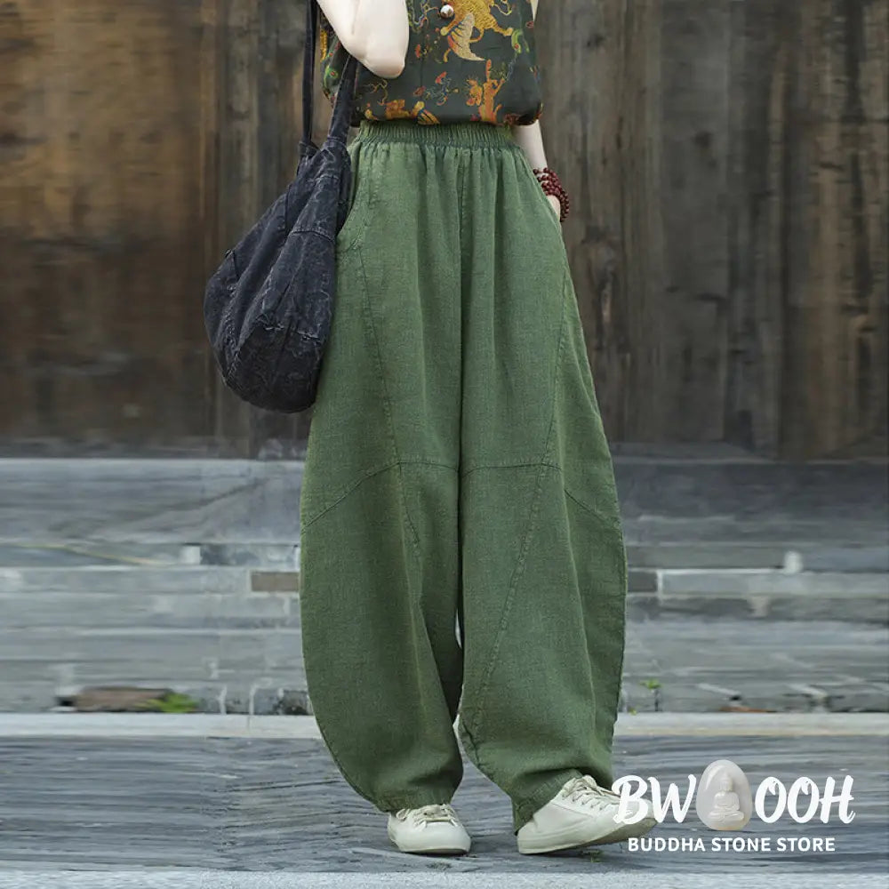 BWOOOH printed harem pants - Cotton Linen Pants Harem Trousers Loose 