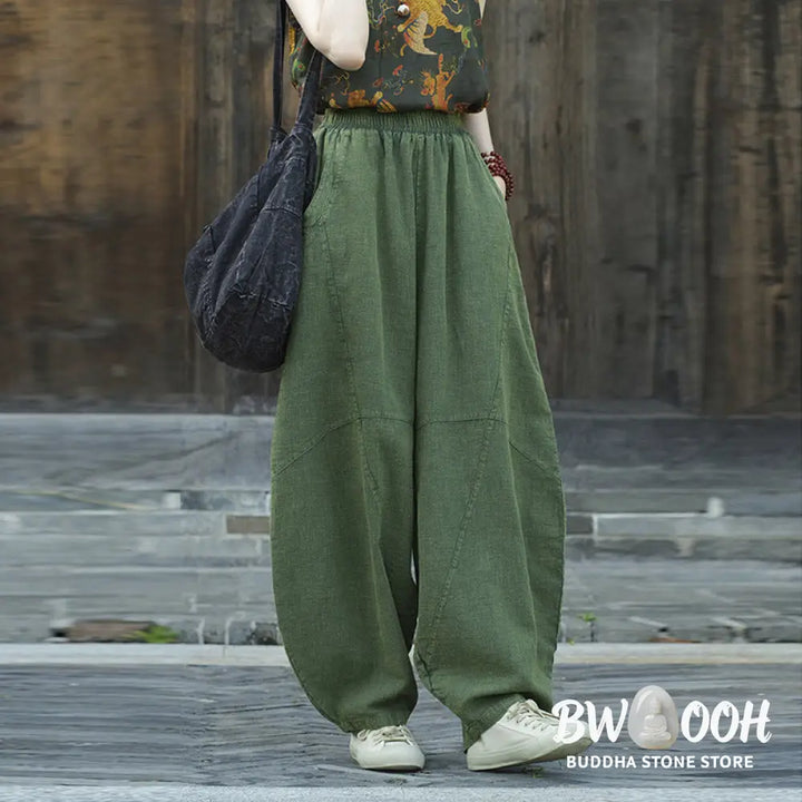 BWOOOH printed harem pants - Cotton Linen Pants Harem Trousers Loose 
