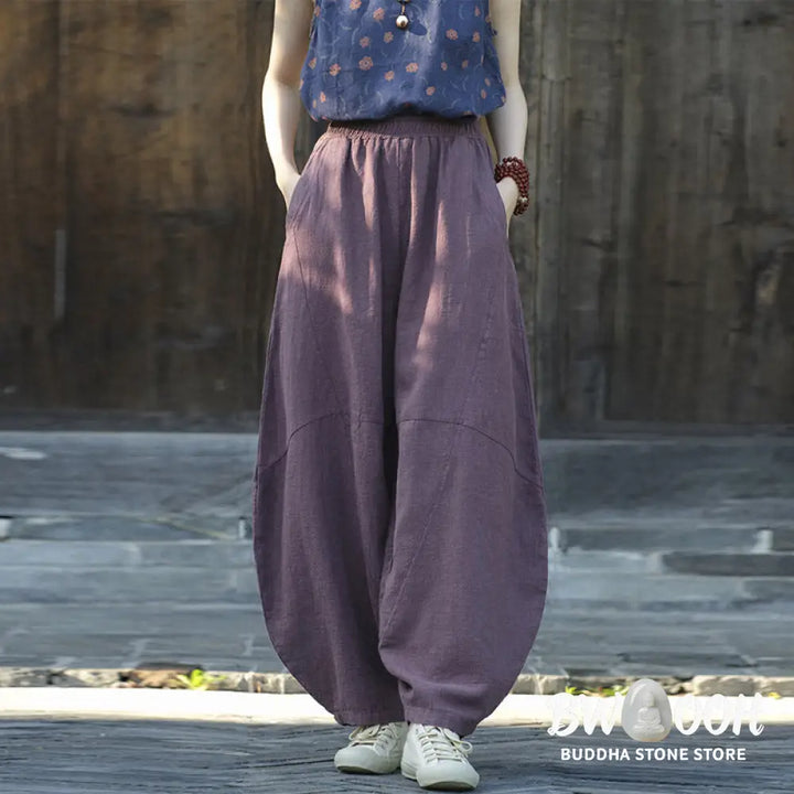 BWOOOH printed harem pants - Cotton Linen Pants Harem Trousers Loose 