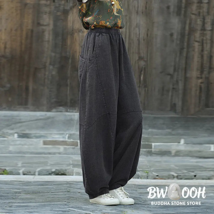 BWOOOH printed harem pants - Cotton Linen Pants Harem Trousers Loose 