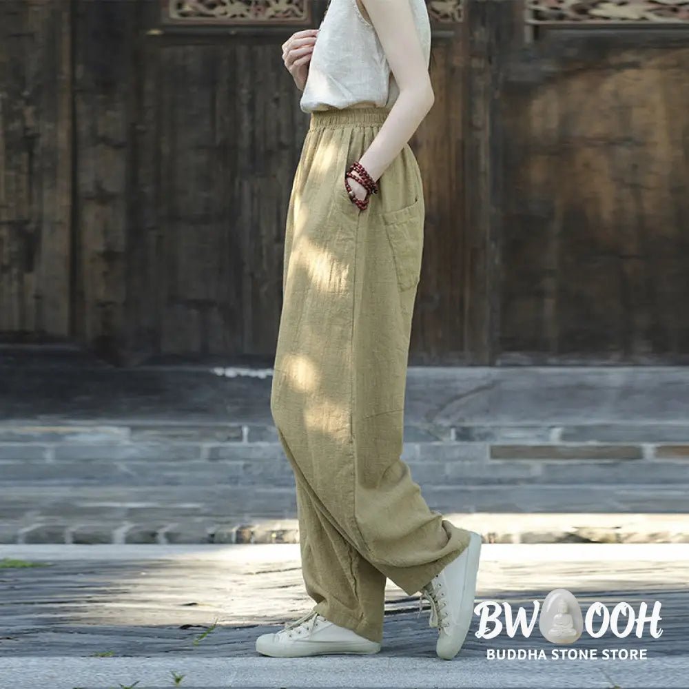 BWOOOH printed harem pants - Cotton Linen Pants Harem Trousers Loose 