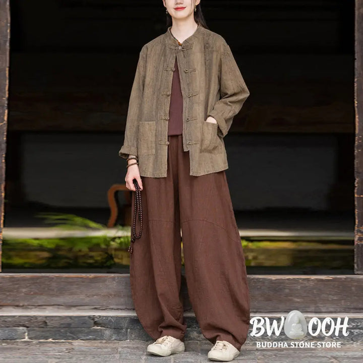BWOOOH printed harem pants - Cotton Linen Pants Harem Trousers Loose 