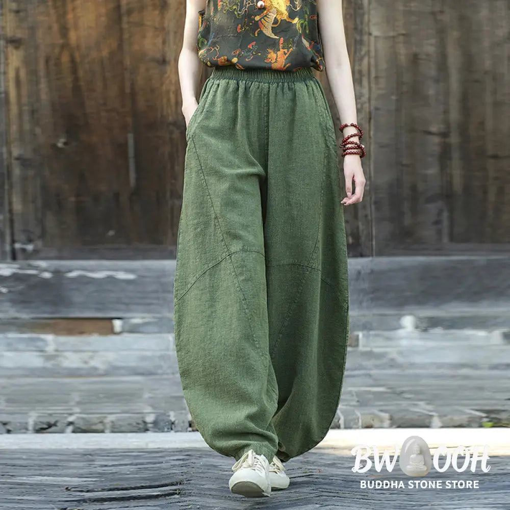 BWOOOH printed harem pants - Cotton Linen Pants Harem Trousers Loose 