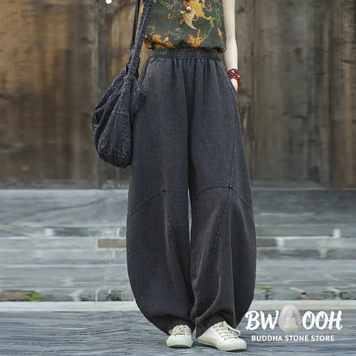 BWOOOH printed harem pants - Cotton Linen Pants Harem Trousers Loose 