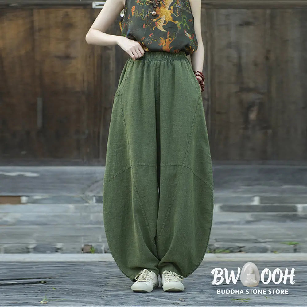BWOOOH printed harem pants - Cotton Linen Pants Harem Trousers Loose 