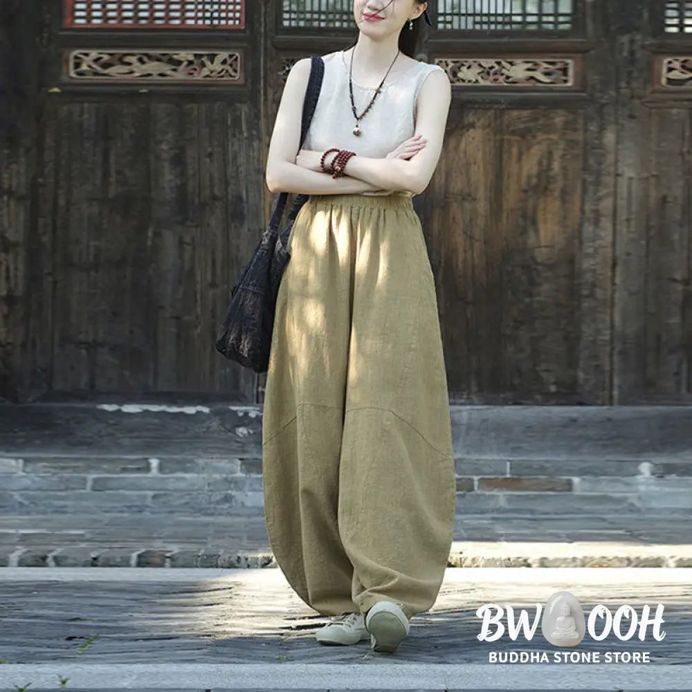 BWOOOH printed harem pants - Cotton Linen Pants Harem Trousers Loose 