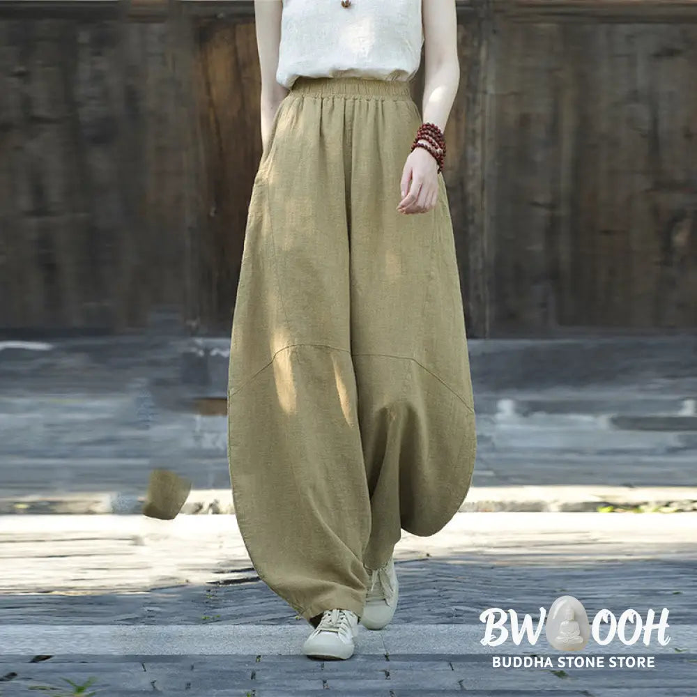 BWOOOH printed harem pants - Cotton Linen Pants Harem Trousers Loose 