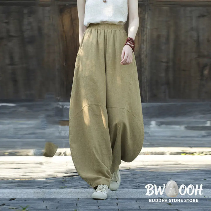 BWOOOH printed harem pants - Cotton Linen Pants Harem Trousers Loose 