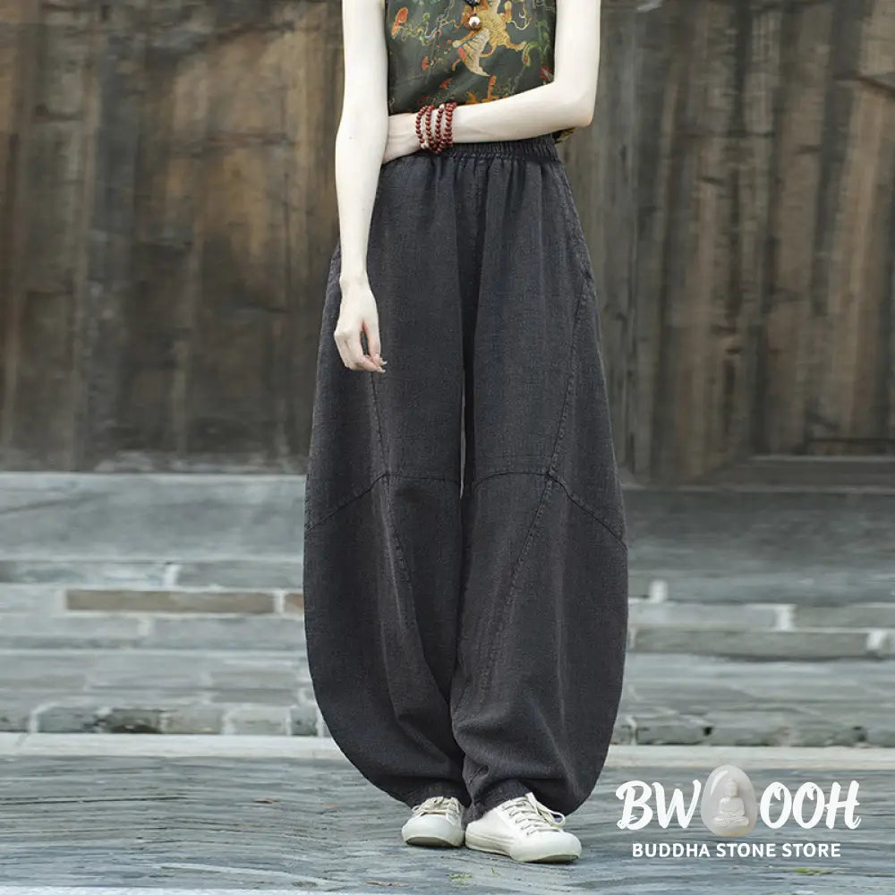 BWOOOH printed harem pants - Cotton Linen Pants Harem Trousers Loose 