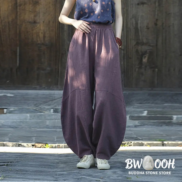 BWOOOH printed harem pants - Cotton Linen Pants Harem Trousers Loose 