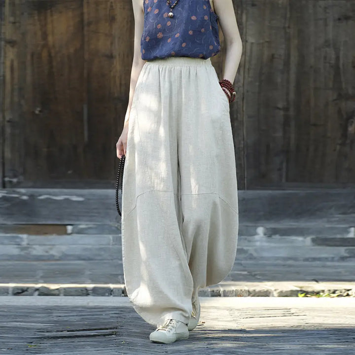 BWOOOH printed harem pants - Cotton Linen Pants Harem Trousers Loose 
