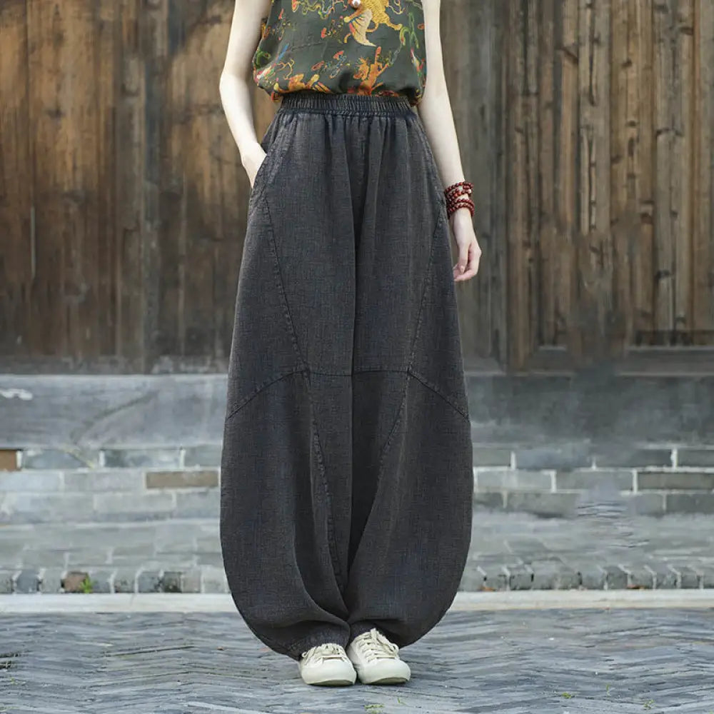 BWOOOH printed harem pants - Cotton Linen Pants Harem Trousers Loose 