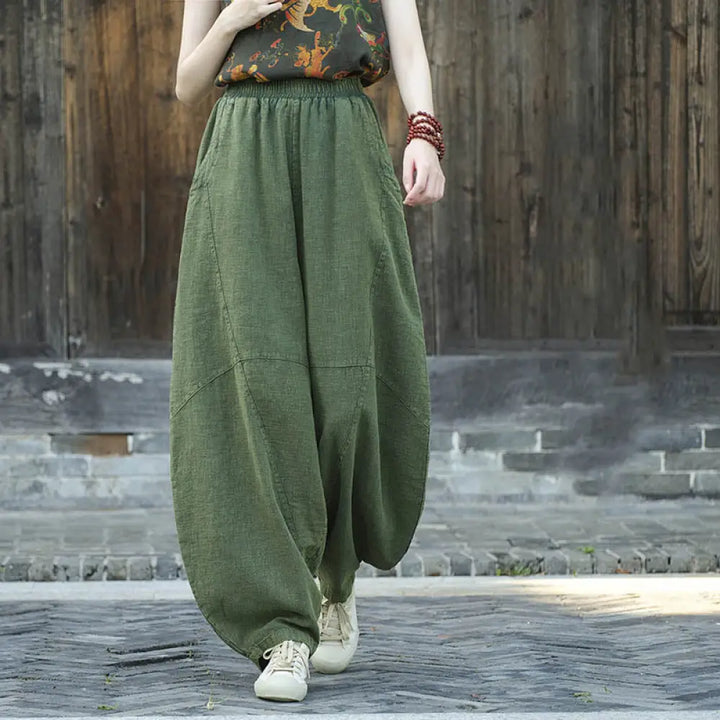 BWOOOH printed harem pants - Cotton Linen Pants Harem Trousers Loose 