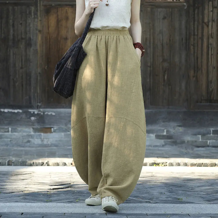 BWOOOH printed harem pants - Cotton Linen Pants Harem Trousers Loose 