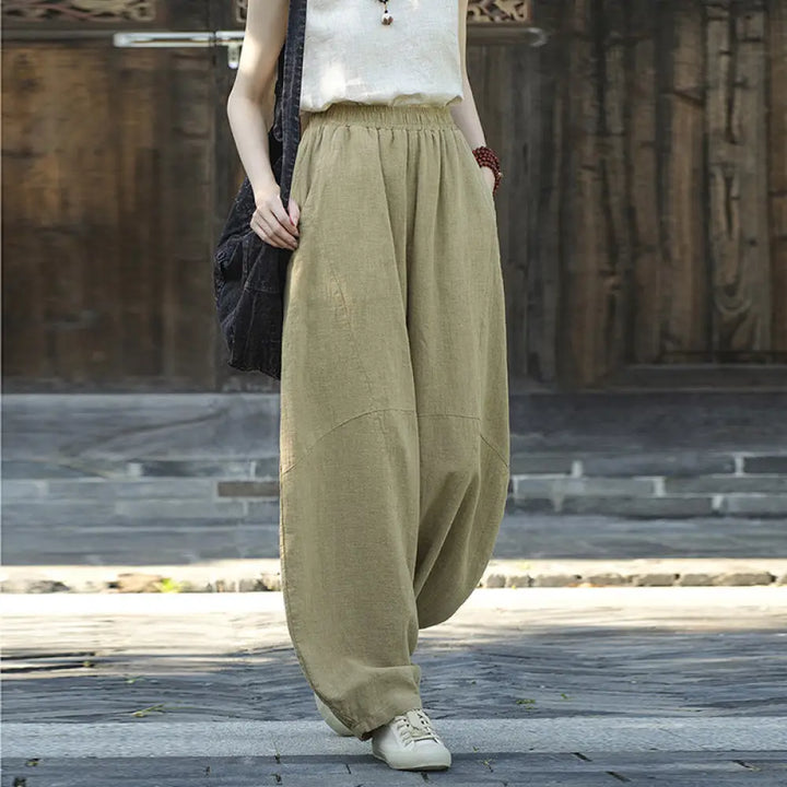 BWOOOH printed harem pants - Cotton Linen Pants Harem Trousers Loose 
