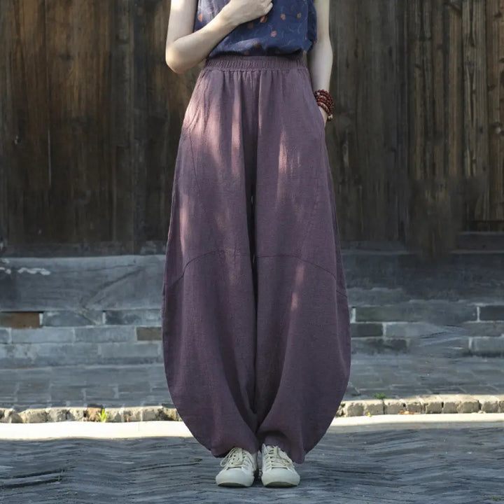 BWOOOH printed harem pants - Cotton Linen Pants Harem Trousers Loose 
