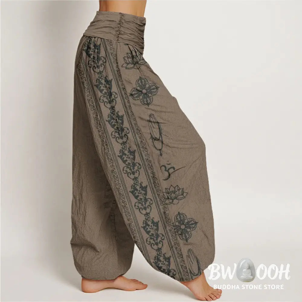 Buddha Stones Cotton Lotus Flowers Double Dorje Vajra Namaste Om Design Women&