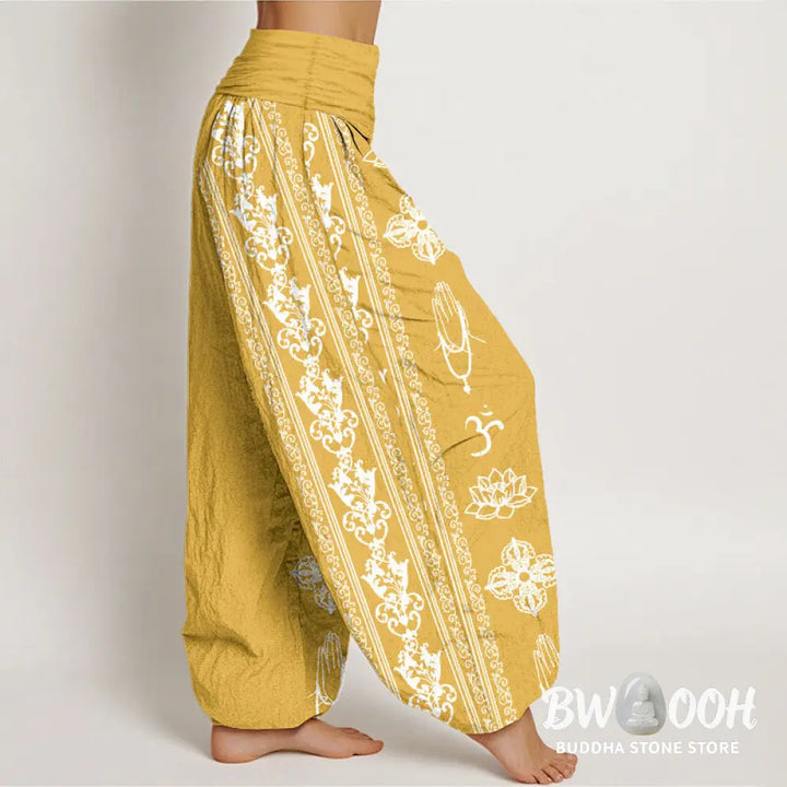 Buddha Stones Cotton Lotus Flowers Double Dorje Vajra Namaste Om Design Women&