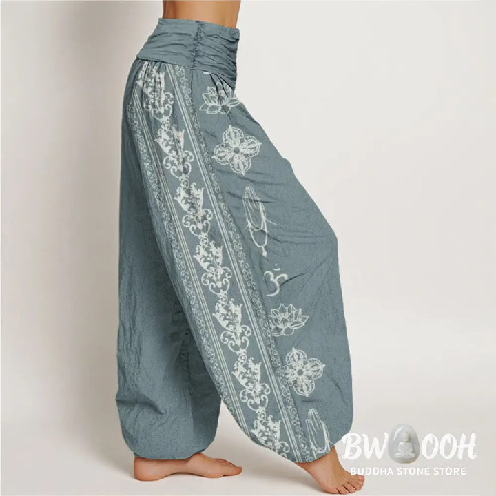 Buddha Stones Cotton Lotus Flowers Double Dorje Vajra Namaste Om Design Women&