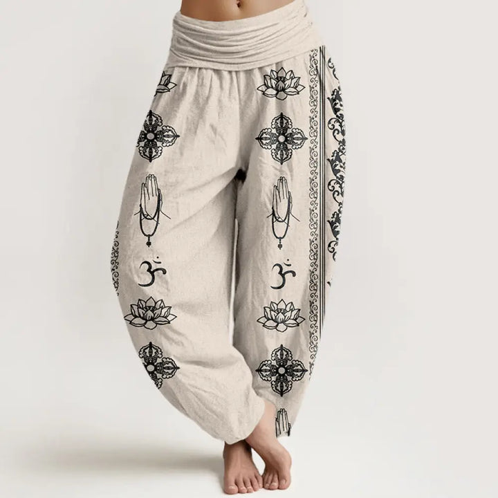 Buddha Stones Cotton Lotus Flowers Double Dorje Vajra Namaste Om Design Women&