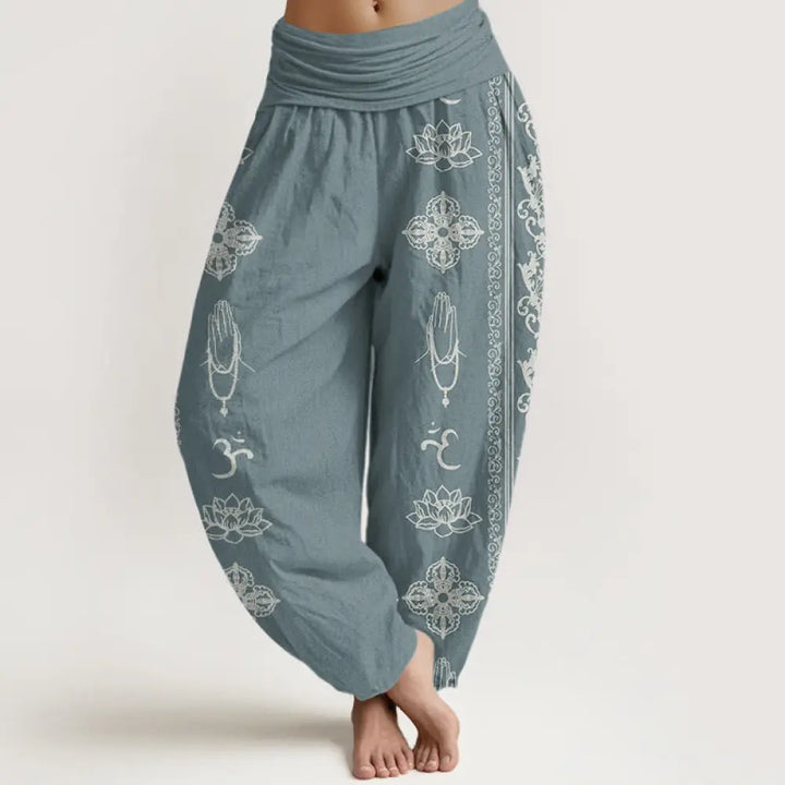 Buddha Stones Cotton Lotus Flowers Double Dorje Vajra Namaste Om Design Women&