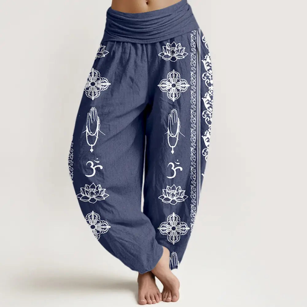 Buddha Stones Cotton Lotus Flowers Double Dorje Vajra Namaste Om Design Women&