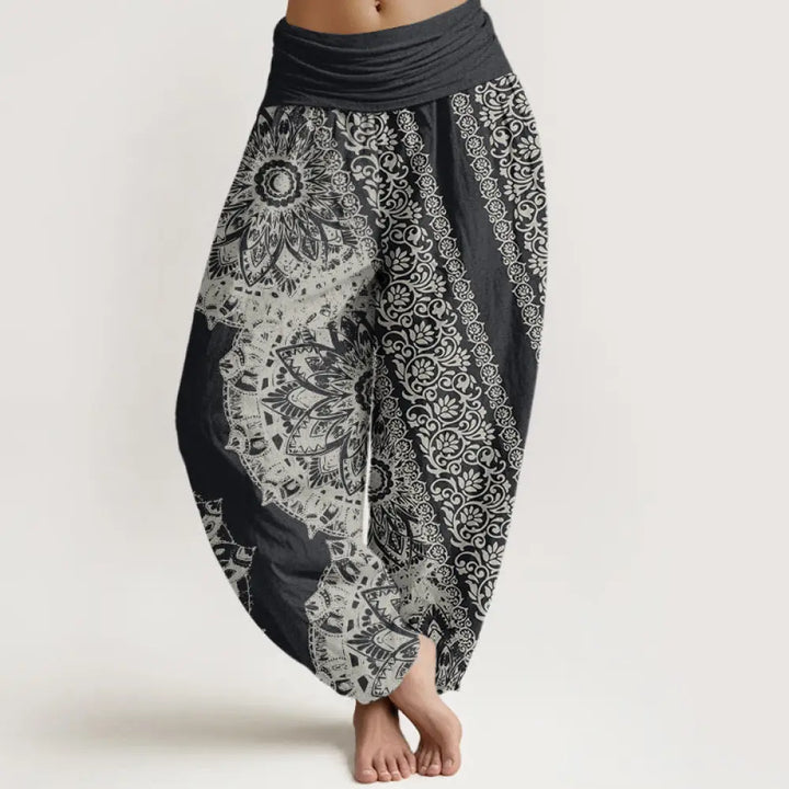 BWOOOH mandala print harem pants - Cotton Mandala Pattern Parallel Flowers 