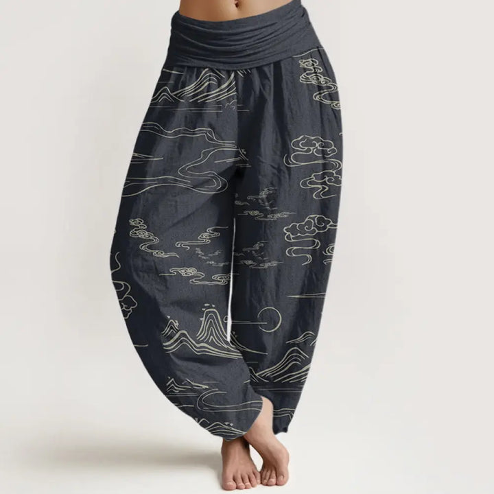 BWOOOH printed harem pants - Cotton Mountain Moon Auspicious Clouds P