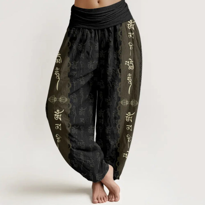 BWOOOH printed harem pants - Cotton Om Mani Padme Hum Pattern Women&