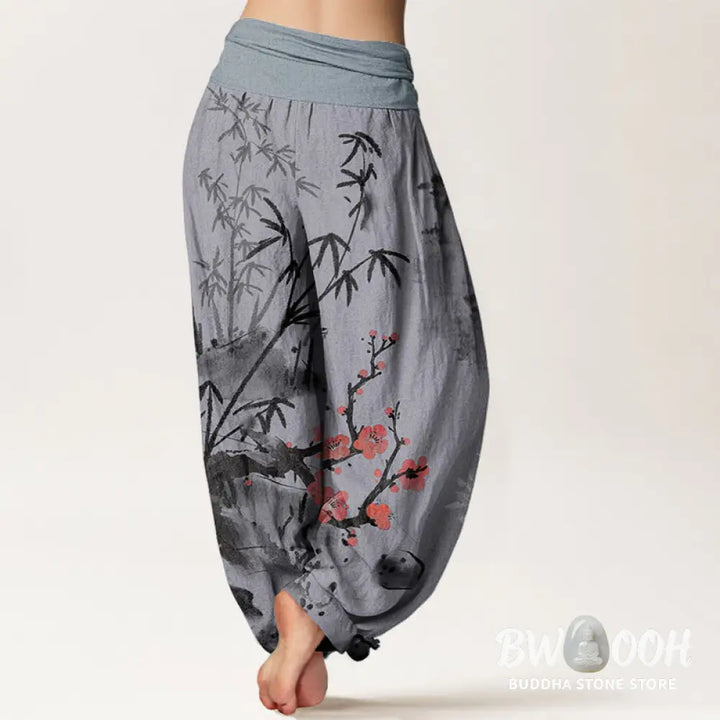 Buddha Stones Cotton Plum Blossoms Bamboo Orchids Chrysanthemums Pattern Women&