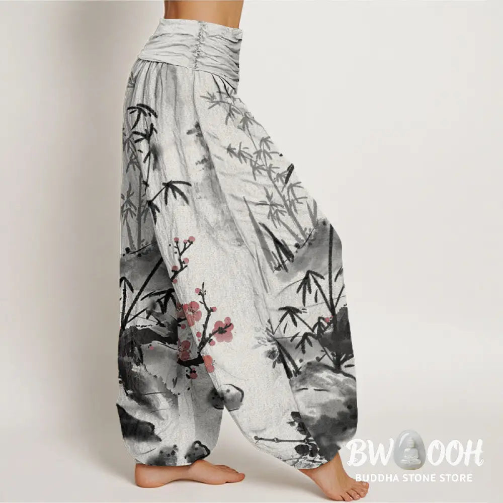 Buddha Stones Cotton Plum Blossoms Bamboo Orchids Chrysanthemums Pattern Women&