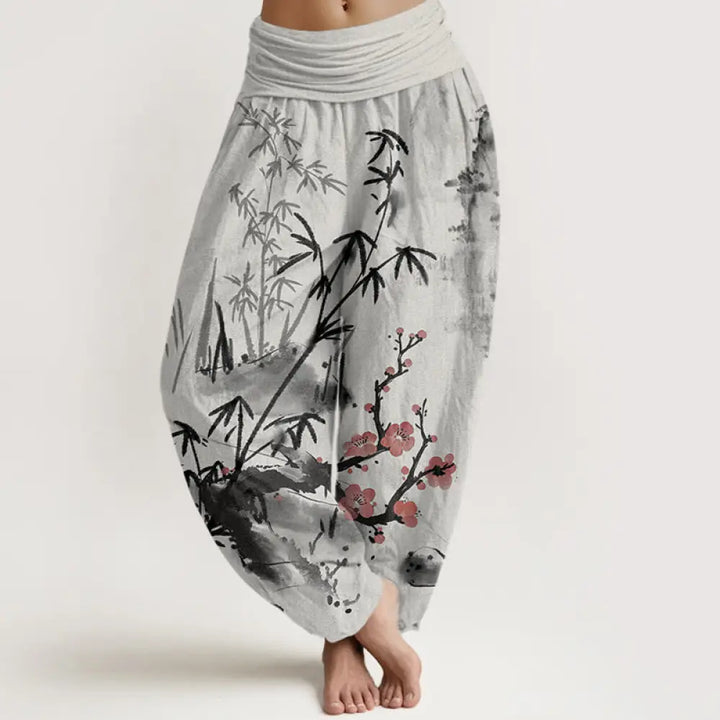 BWOOOH printed harem pants - Cotton Plum Blossoms Bamboo Orchids Chry