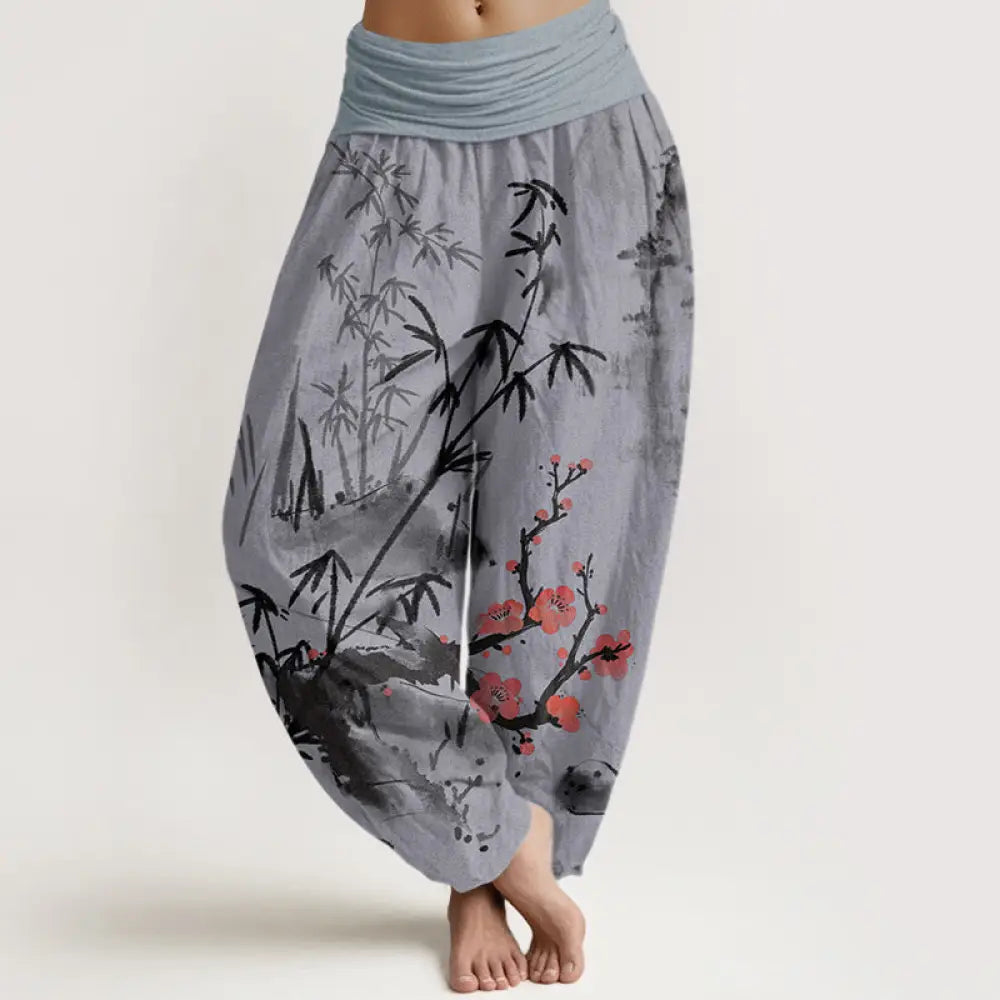 Buddha Stones Cotton Plum Blossoms Bamboo Orchids Chrysanthemums Pattern Women&