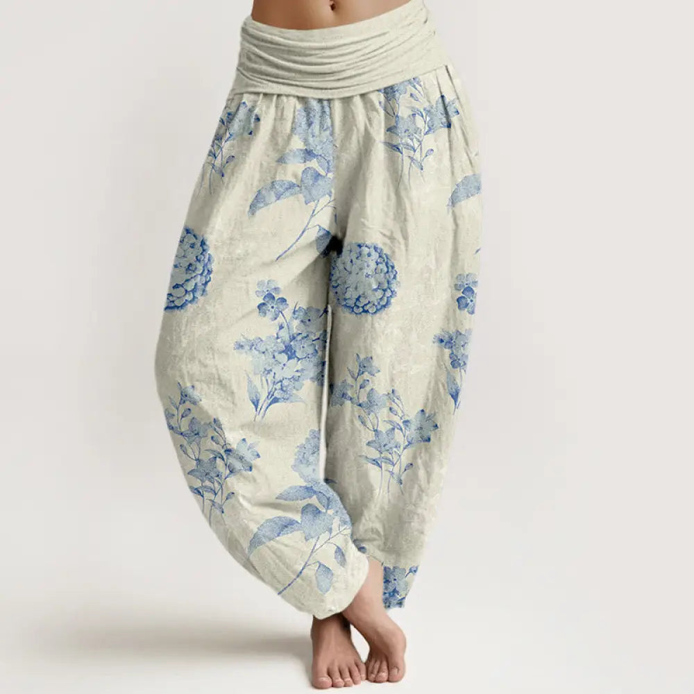 BWOOOH printed harem pants - Cotton Refresh Hydrangea Clustered Flowe