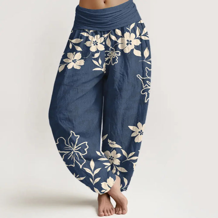 BWOOOH printed harem pants - Cotton Retro Simple Flowers Leaves Patte
