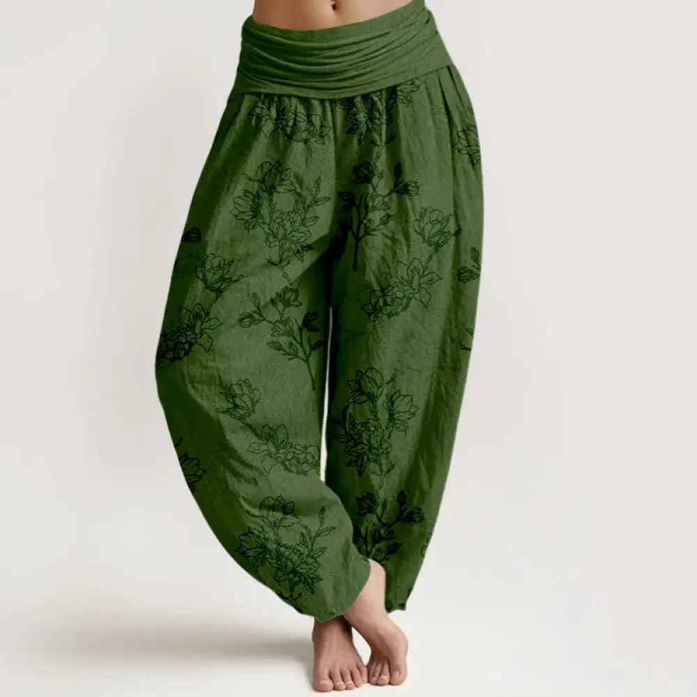 BWOOOH printed harem pants - Cotton Simple Flower Bud Pattern Women&