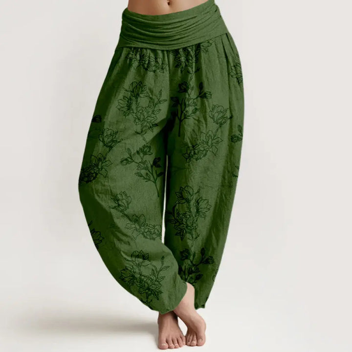 BWOOOH printed harem pants - Cotton Simple Flower Bud Pattern Women&