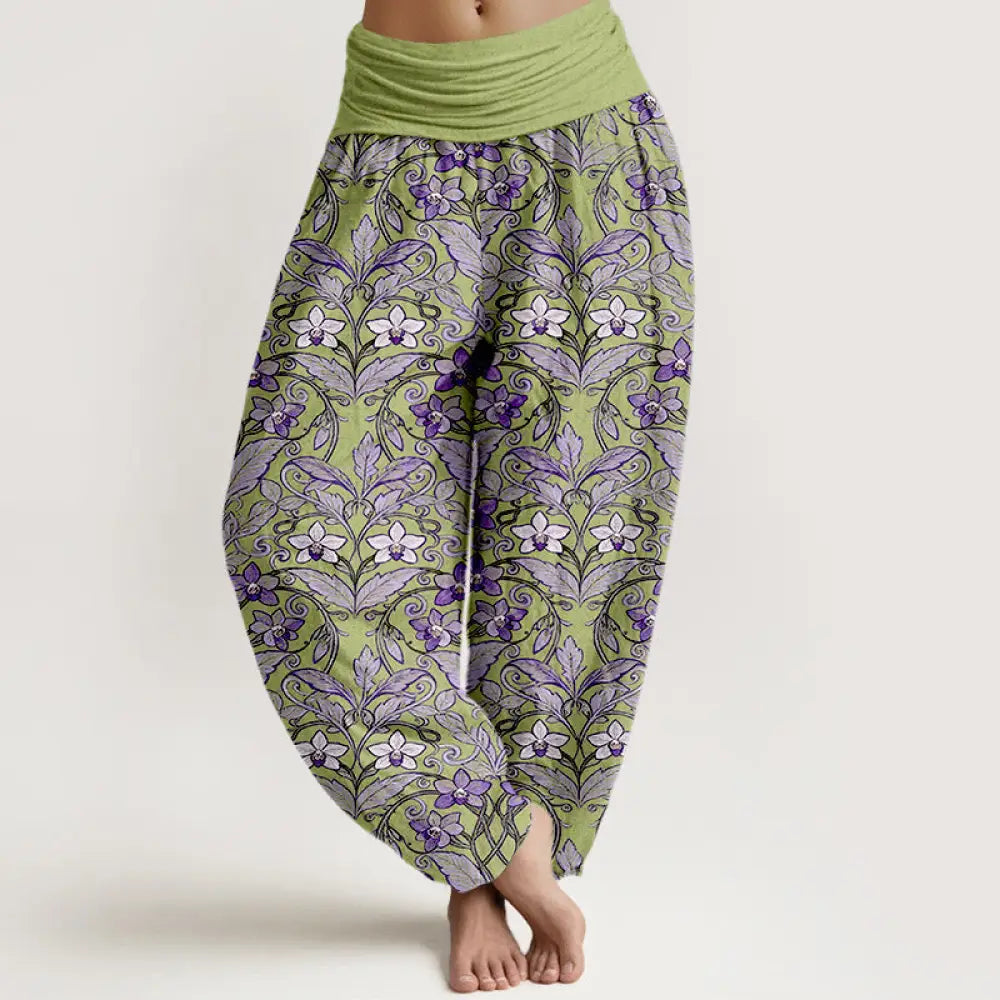BWOOOH printed harem pants - Cotton Star Shaped Flowers Leaves Patter