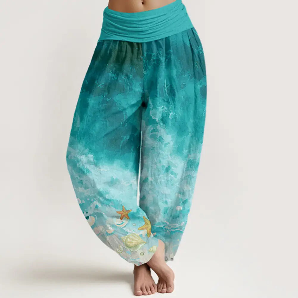 BWOOOH printed harem pants - Cotton Vast Ocean Pattern Women&