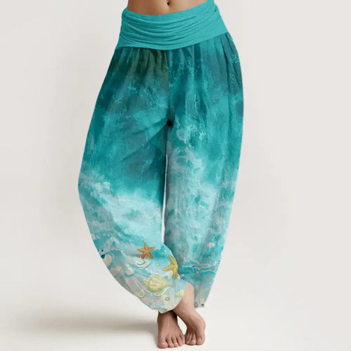 BWOOOH printed harem pants - Cotton Vast Ocean Pattern Women&