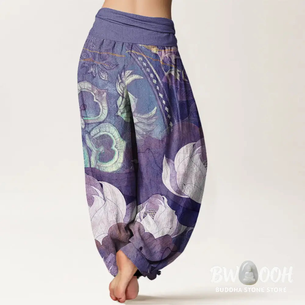 Buddha Stones Cotton White Lotus Leaves Pattern Casual Women&