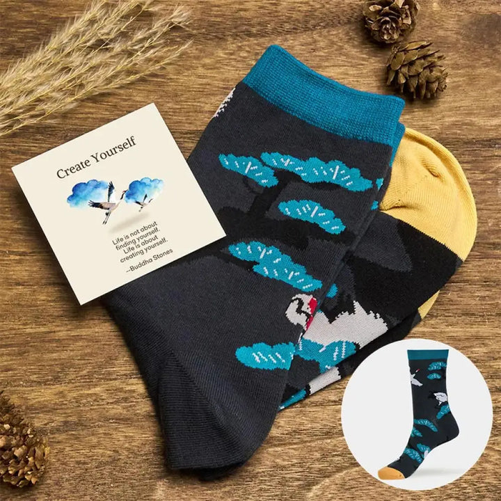 BWOOOH "Create Yourself" White Crane Pine Tree Women&